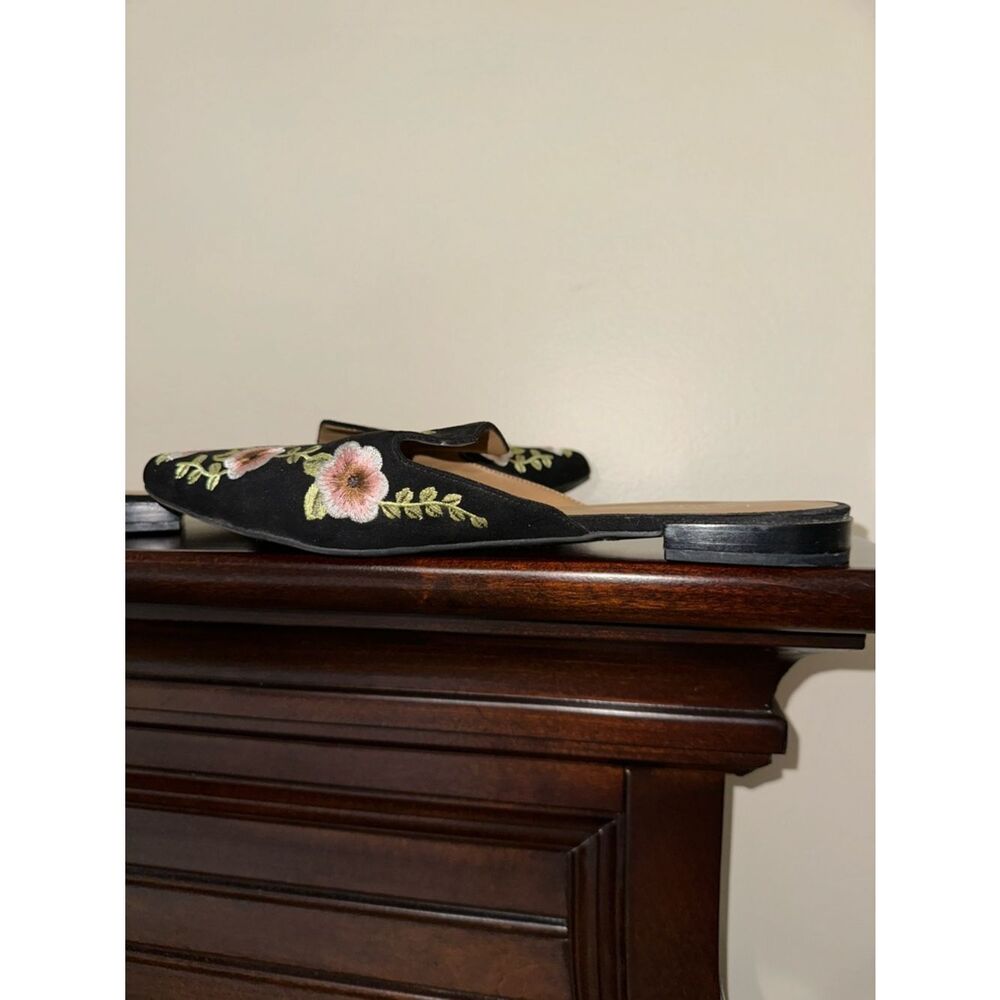 Franco Sarto 9 RUSSO 2 Black Pink White Green floral embroidered slip-on mules - Picture 4 of 10